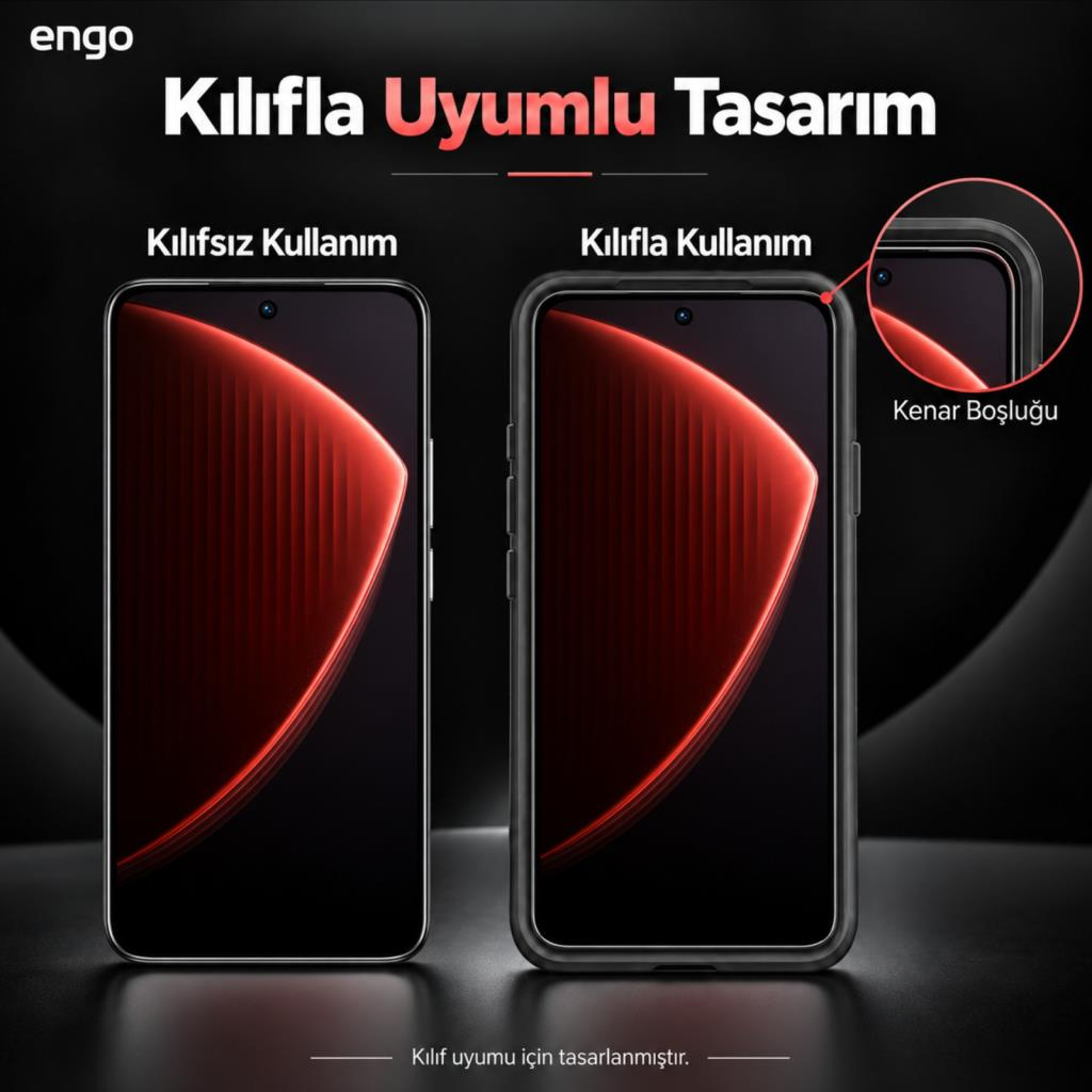 Biri kılıfsız, diğeri kılıflı olmak üzere iki akıllı telefonun karşılaştırması.