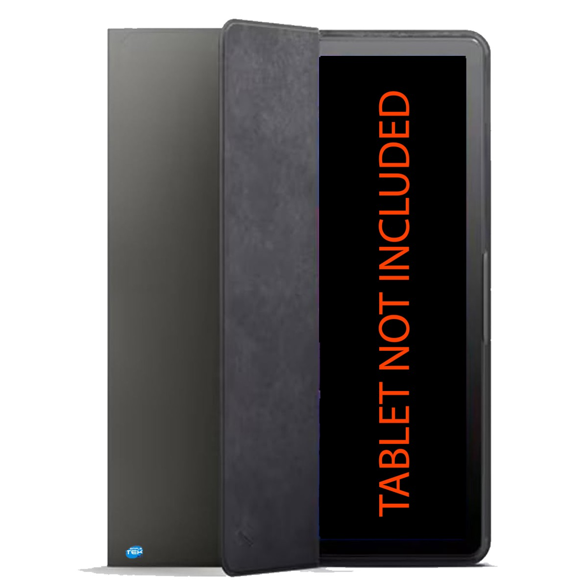 Una custodia per tablet nera con la scritta TABLET NOT INCLUDED.