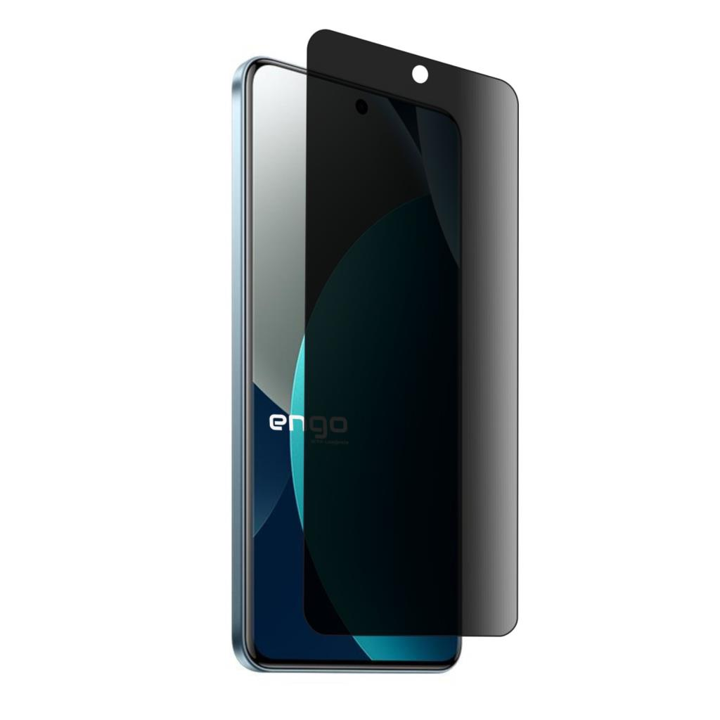 Üzerine kısmen yerleştirilen siyah gizlilik ekran koruyuculu bir akıllı telefon.