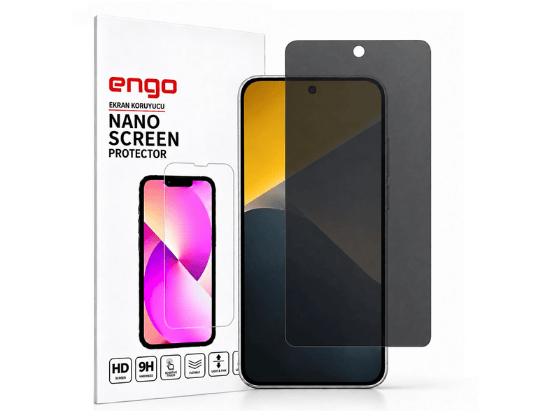ENGO Xiaomi Poco X8 Uyumlu Hayalet Yandan Görünmeyen Gizlilik Filtresi 9H Kırılmaz Nano Cam Ekran Koruyucu