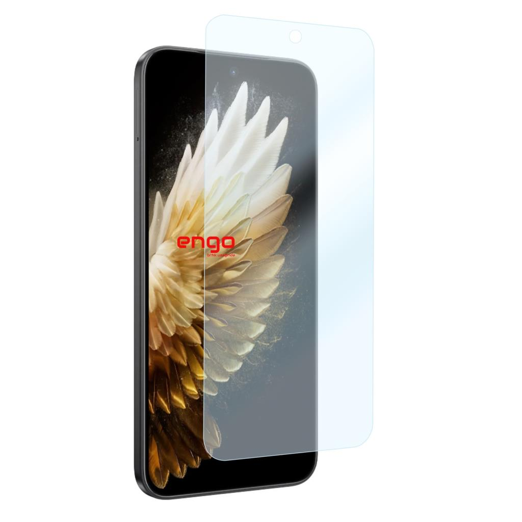 Üzerinde hafifçe süzülen şeffaf ekran koruyuculu akıllı telefon.