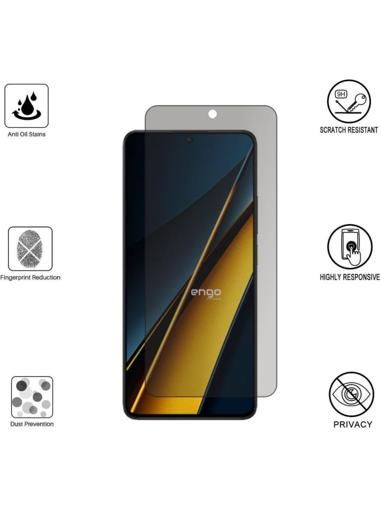 Beyaz arka planda ekran koruyucu ve etrafında özellik simgeleri olan akıllı telefon.