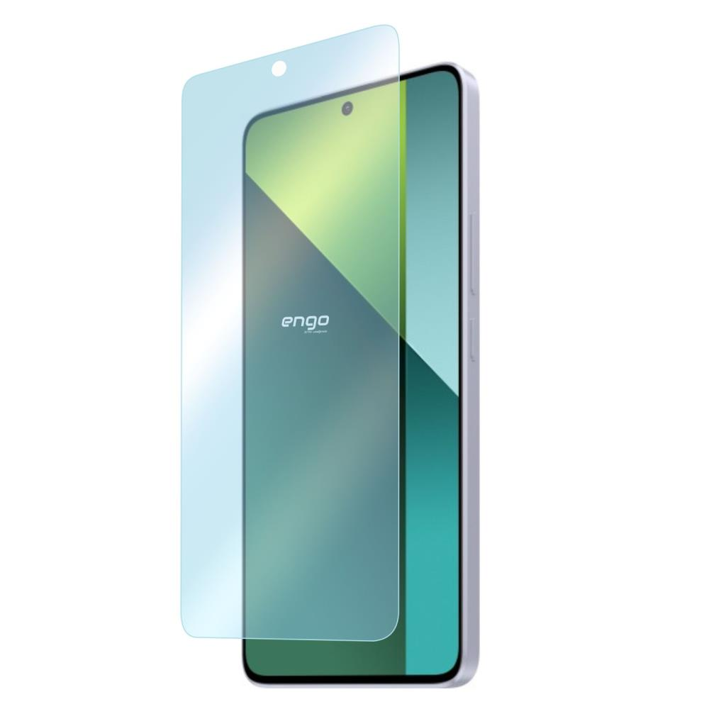 Ekranın önünde süzülen mavi bir ekran koruyucusuna sahip akıllı telefon.