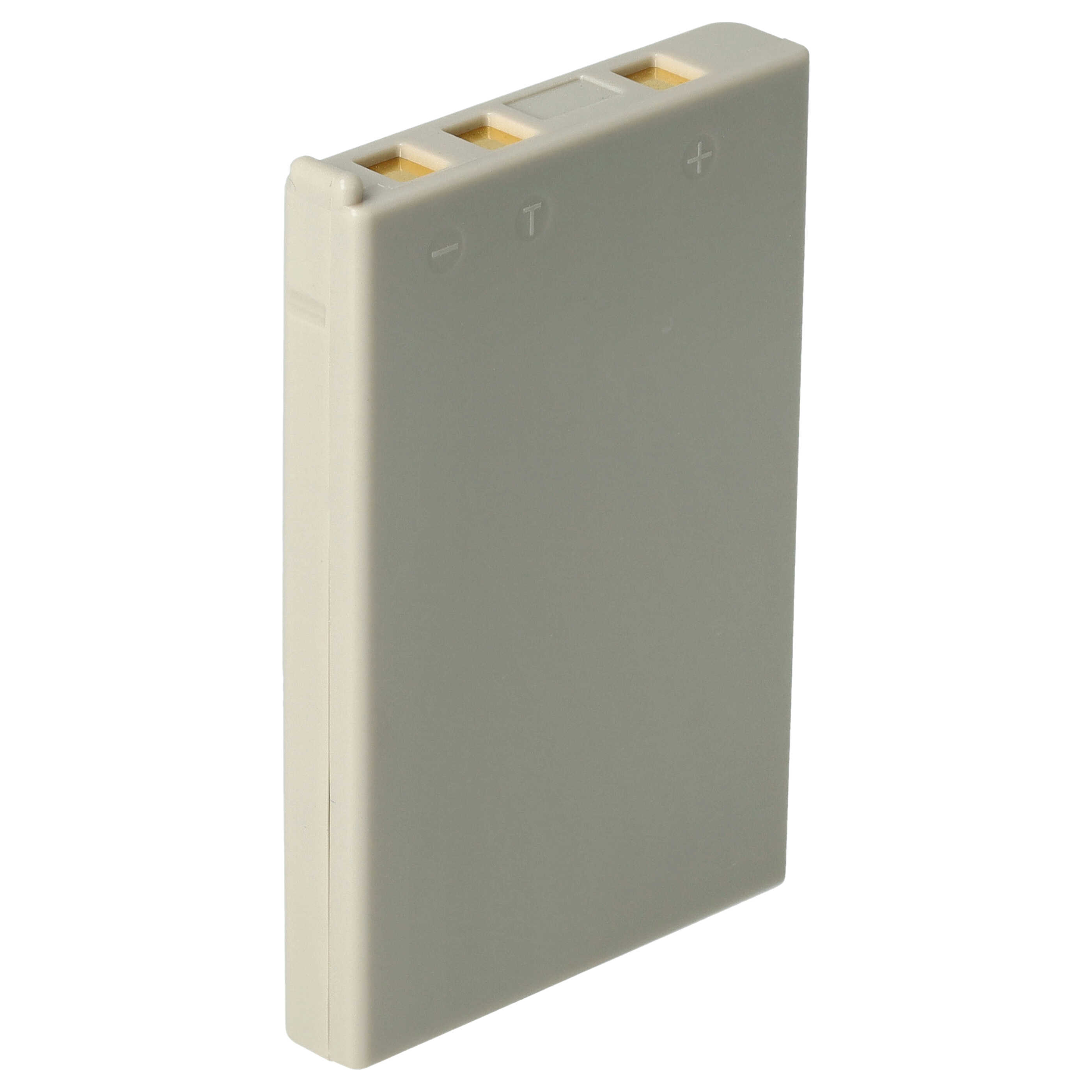 Eine graue Lithium-Ionen-Akku-Zelle mit goldenen Anschlüssen auf einer weißen Oberfläche.