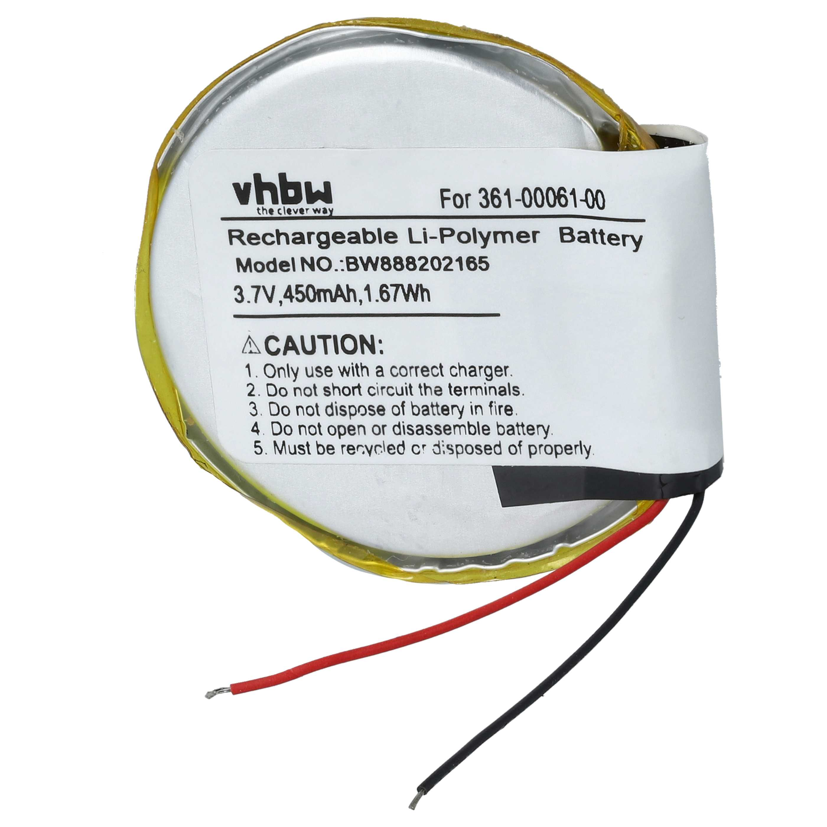 Runder Lithium-Polymer-Akku mit gelbem Rand und zwei abstehenden Kabeln, rot und schwarz.