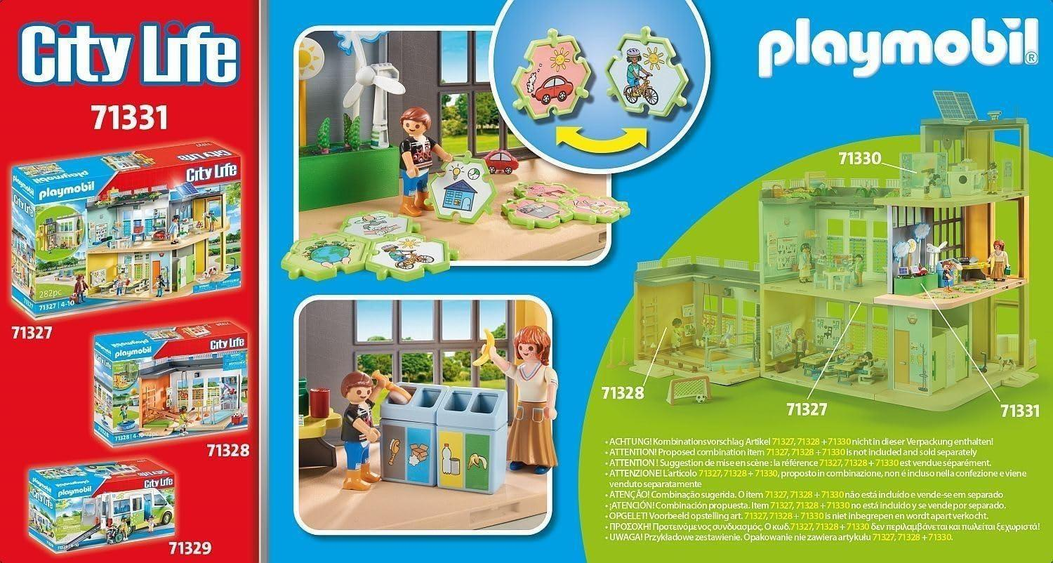 Set Playmobil City Life 71331 con cajas y escenas.