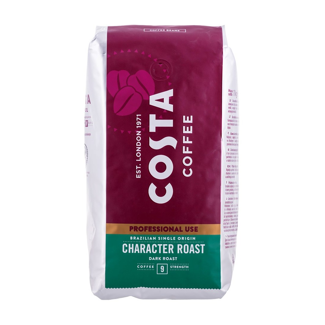 Opakowanie kawy Costa Coffee Brazilian Single Origin Character Roast, ciemne palenie, moc 9.