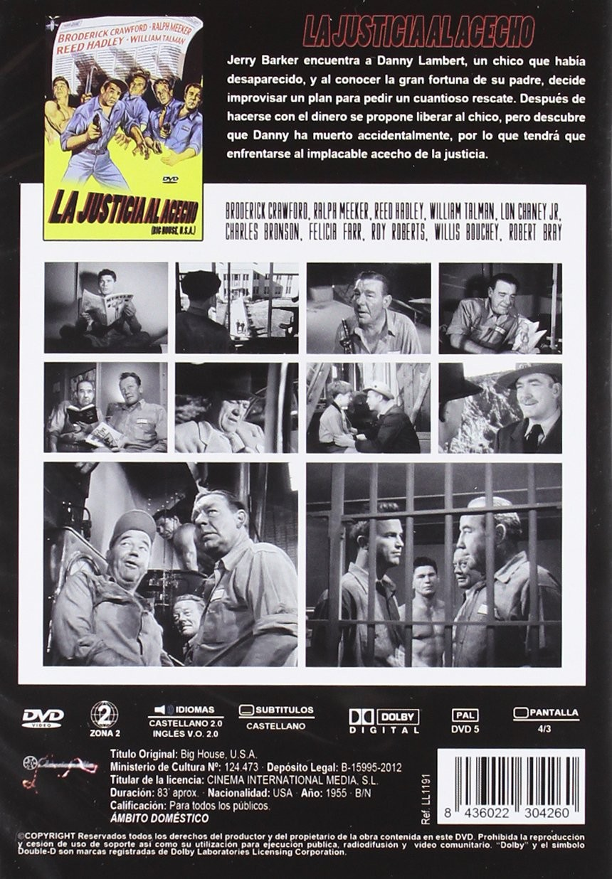 Contraportada de DVD de Big House U.S.A. con fotogramas, sinopsis y reparto.