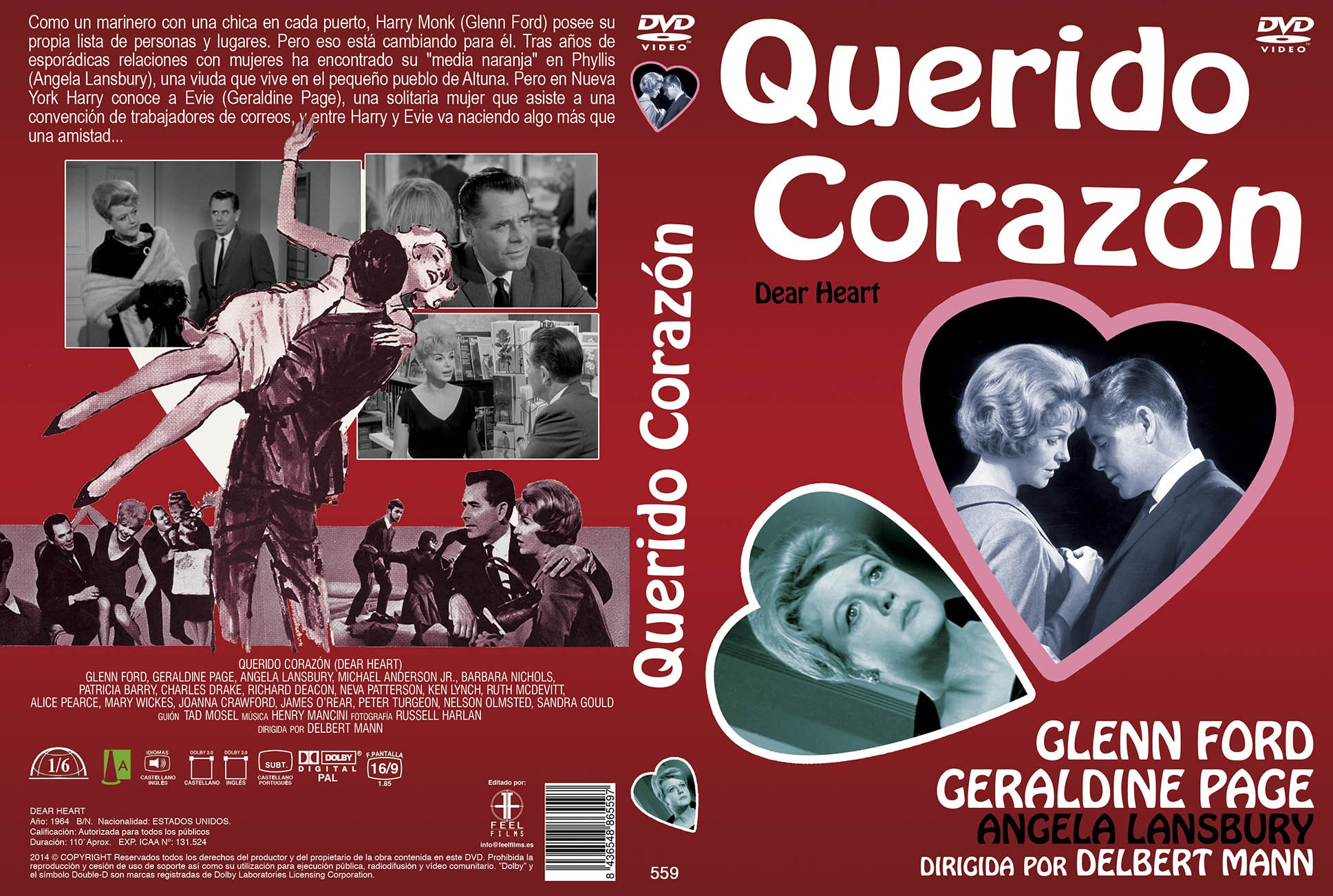 Carátula del DVD de la película "Querido Corazón" con Glenn Ford y Geraldine Page.