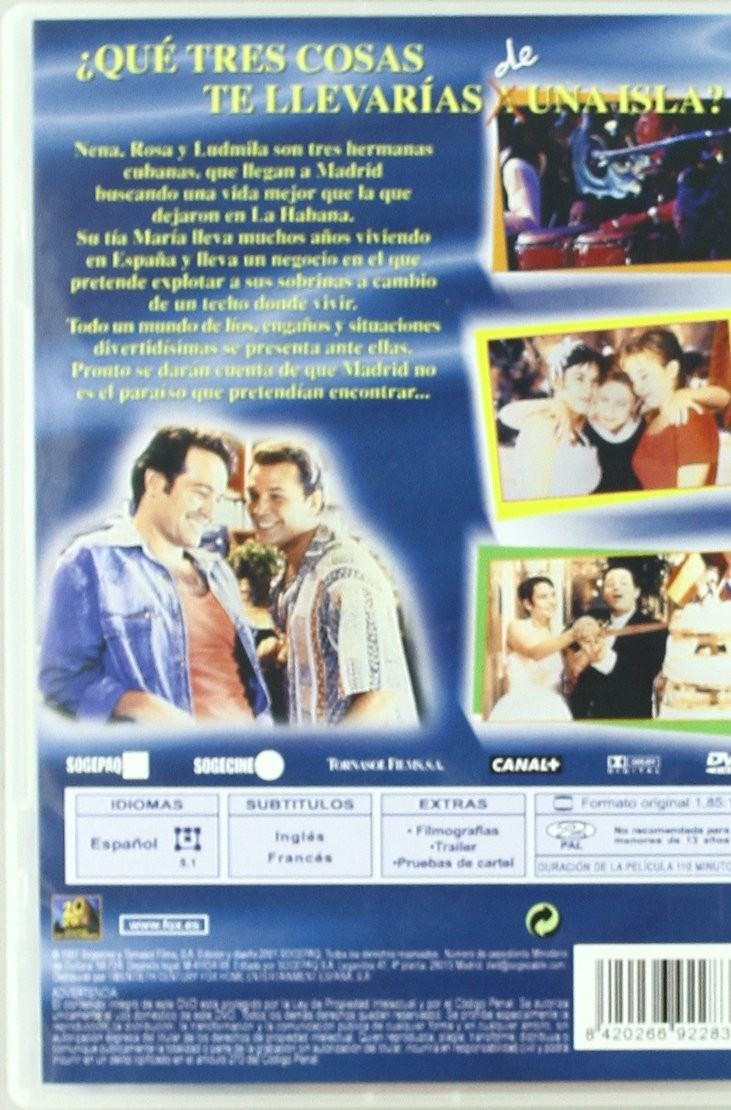 La contraportada del DVD muestra el título, sinopsis, fotos de escenas, actores y detalles técnicos.