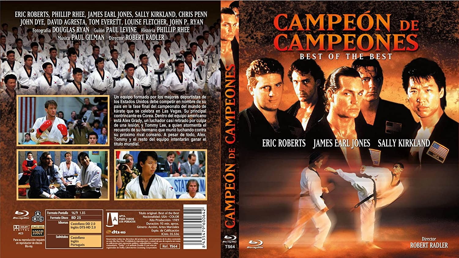 Carátula de Blu-ray de Best of the Best con artistas marciales y escenas de acción.