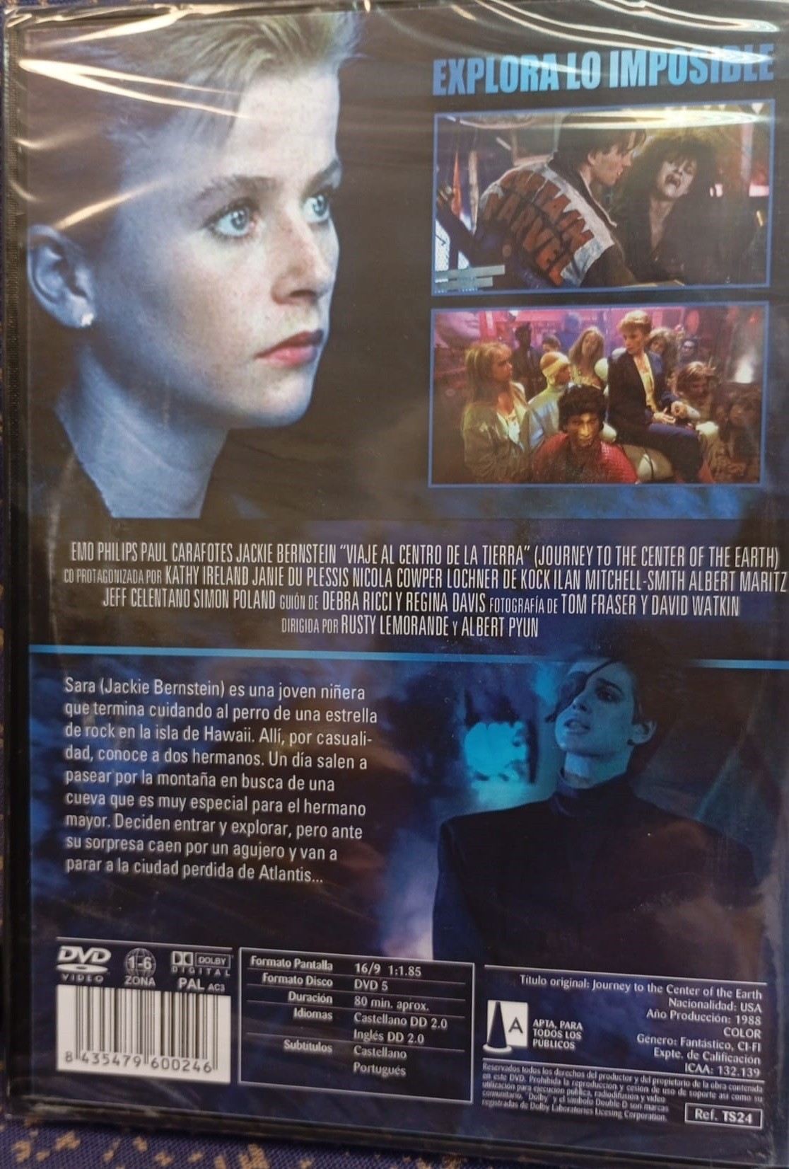 Contraportada de un estuche de DVD con fotogramas, detalles del reparto y una sinopsis.