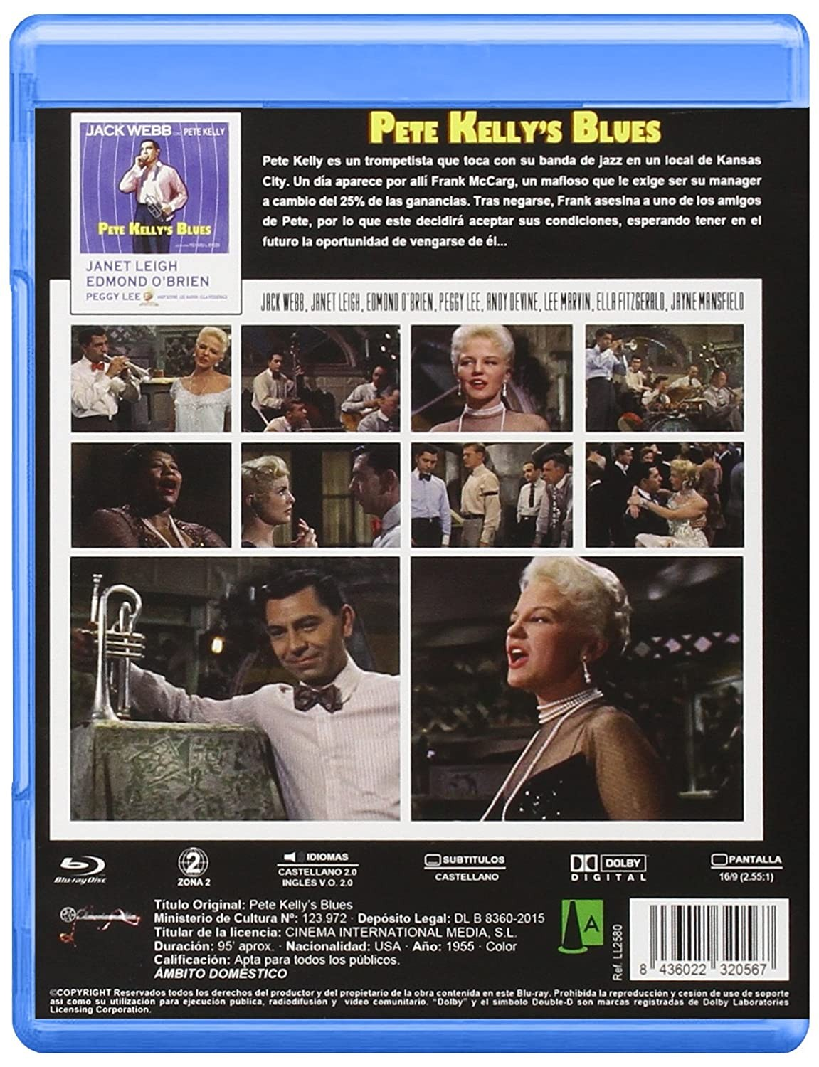 Contraportada del Blu-ray de 'Pete Kelly's Blues' con fotogramas, sinopsis y detalles técnicos.