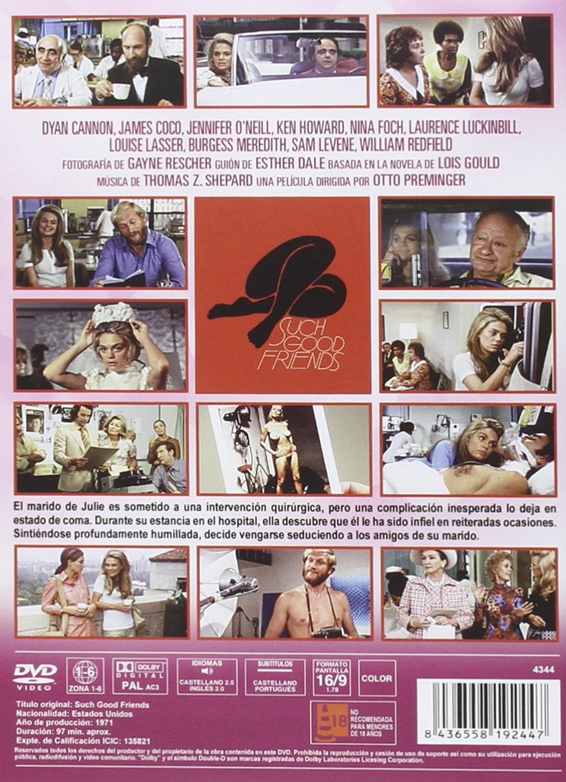Carátula del DVD de Such Good Friends con fotogramas, nombres del reparto y sinopsis.