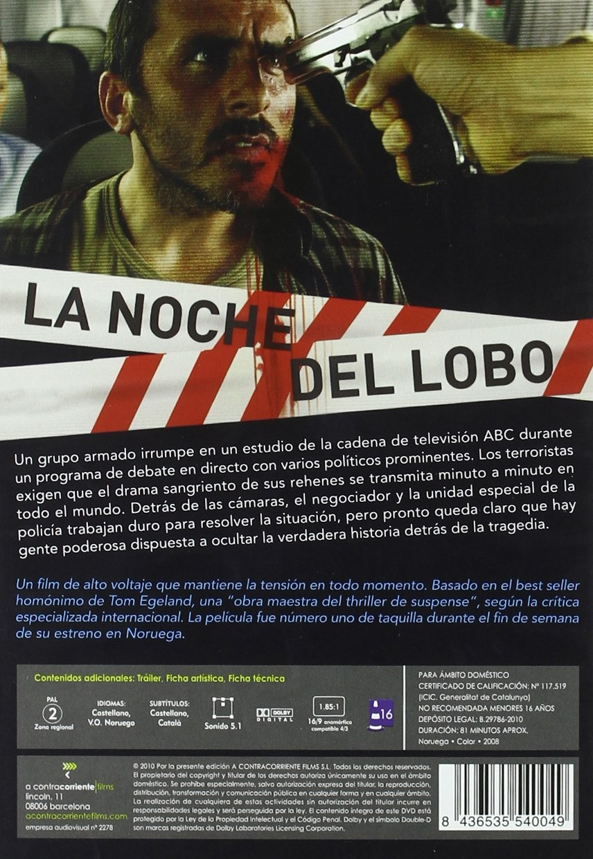 Contraportada de DVD con un hombre con pistola en la cabeza, título y texto descriptivo en español.