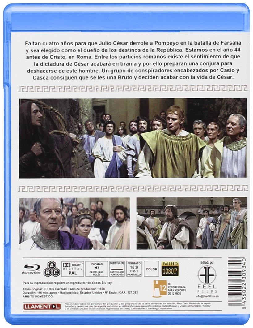 Contraportada de un estuche de Blu-ray con fotogramas de una película romana y sinopsis.