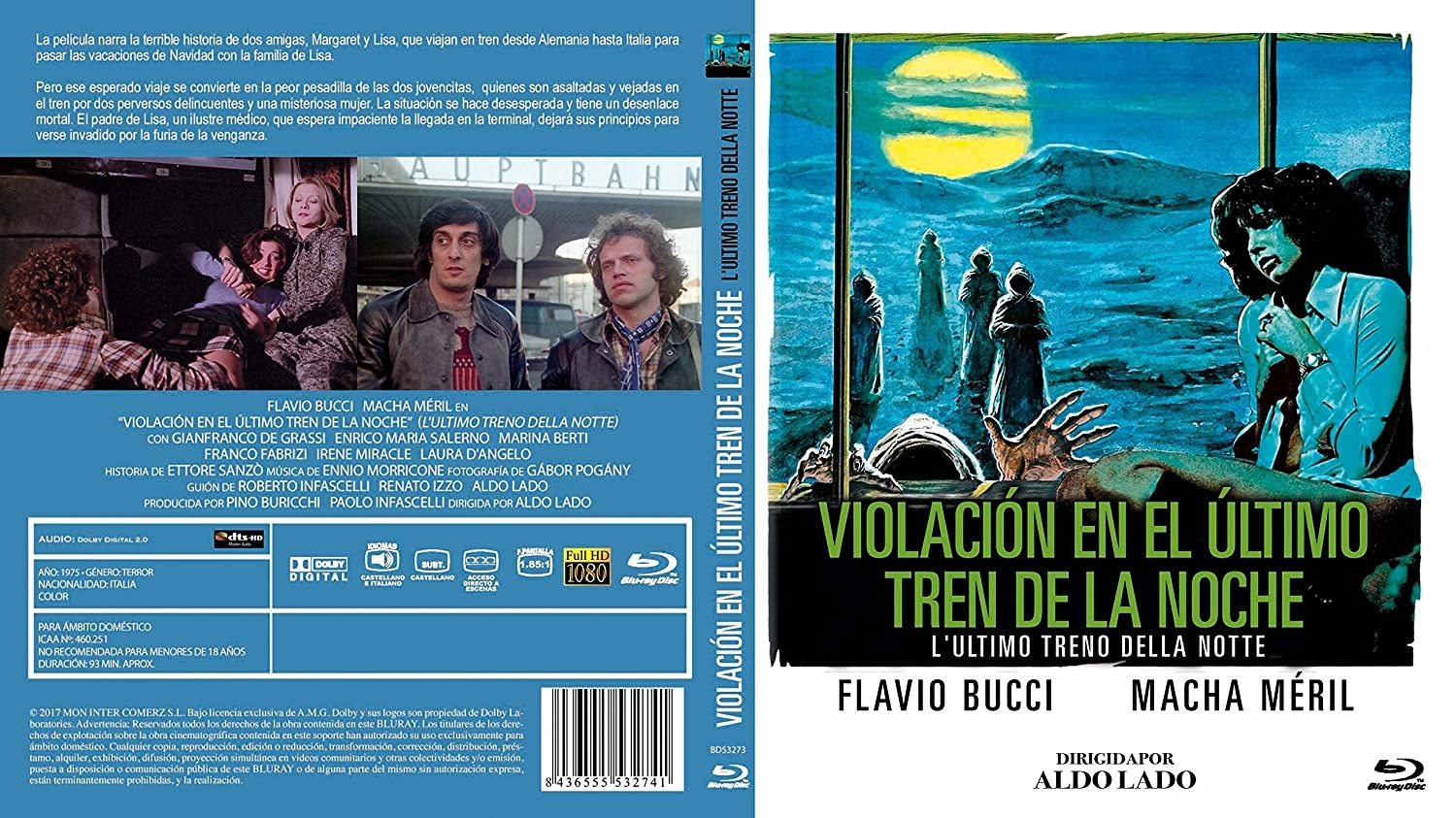 Carátula de Blu-ray de la película de terror Violación en el último tren de la noche.