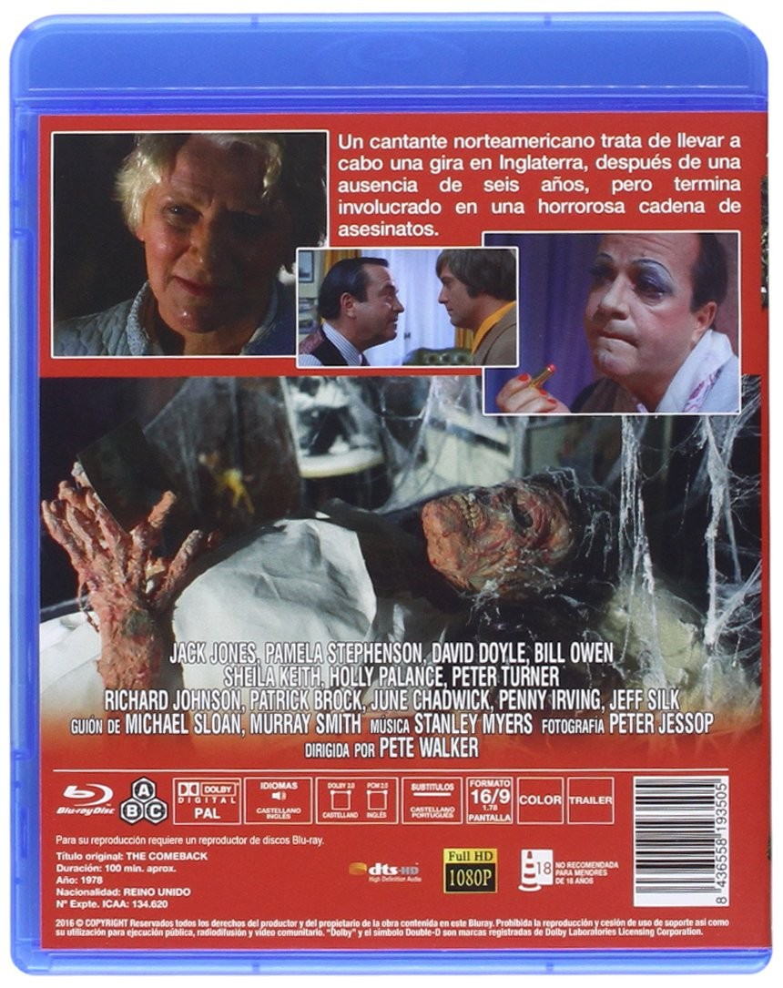 Contraportada de Blu-ray de la película 'The Comeback' con fotogramas, sinopsis y créditos.