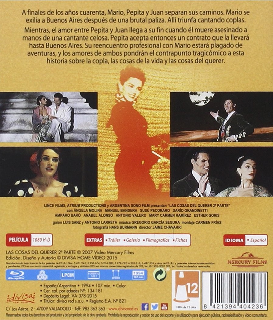 Contraportada de DVD con fotogramas, texto, detalles de producción y código de barras.