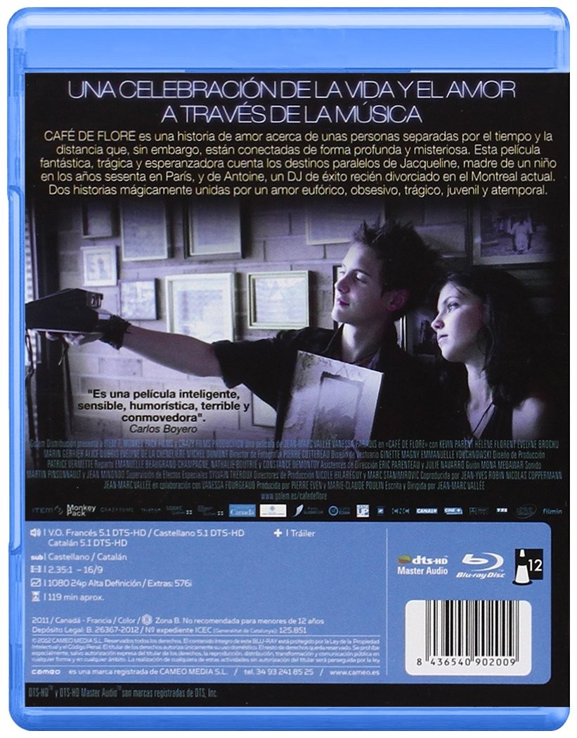 Caja azul de Blu-ray con descripción de película en español e imágenes de dos personas al fondo.
