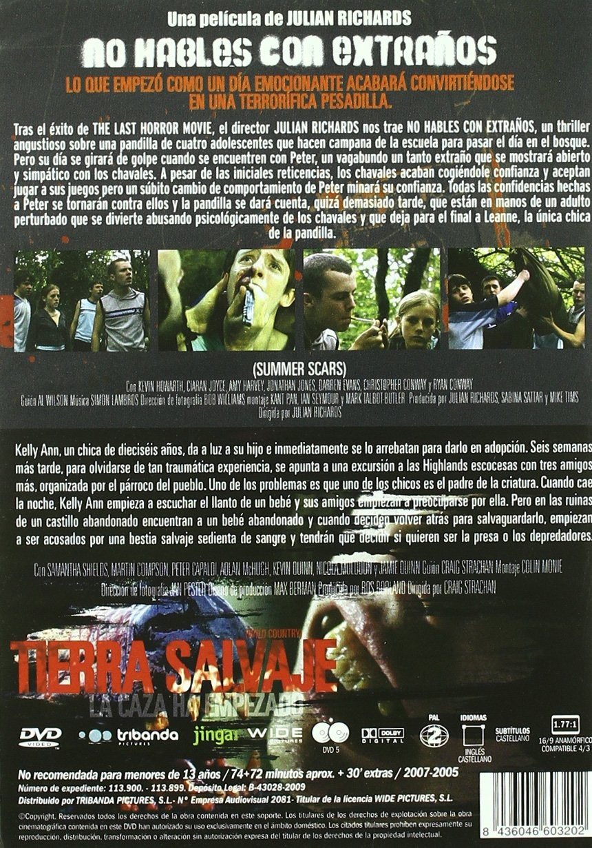 Contraportada de DVD con fotogramas, descripciones y detalles técnicos en español.