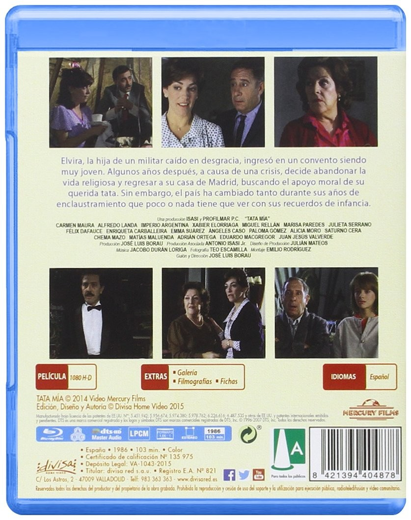 Contraportada de Blu-ray con fotogramas, sinopsis, créditos, extras y código de barras.
