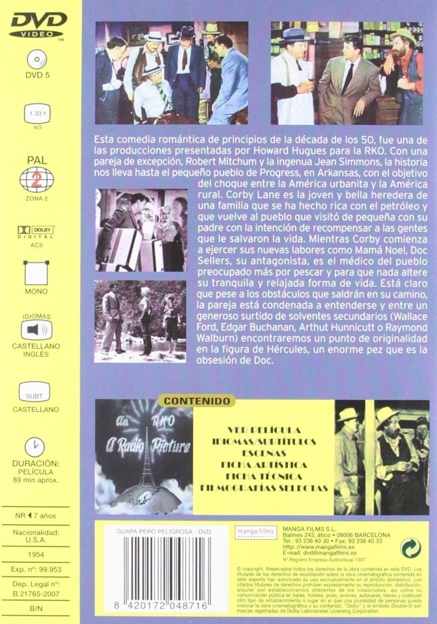 Contraportada de DVD con fotogramas, texto en español, margen izquierdo amarillo con especificaciones y código de barras.