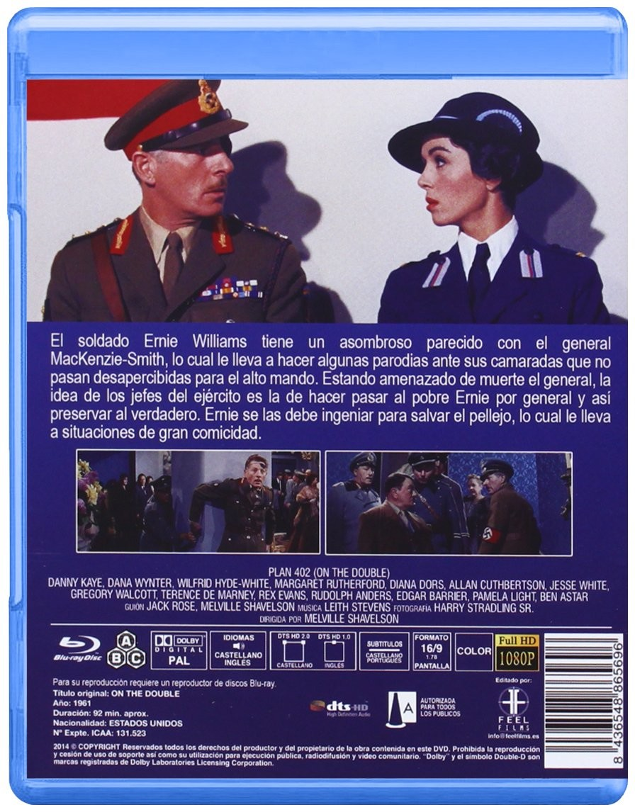 Caratula de Blu-ray con dos oficiales militares arriba, sinopsis de la película en el centro y dos fotogramas abajo.