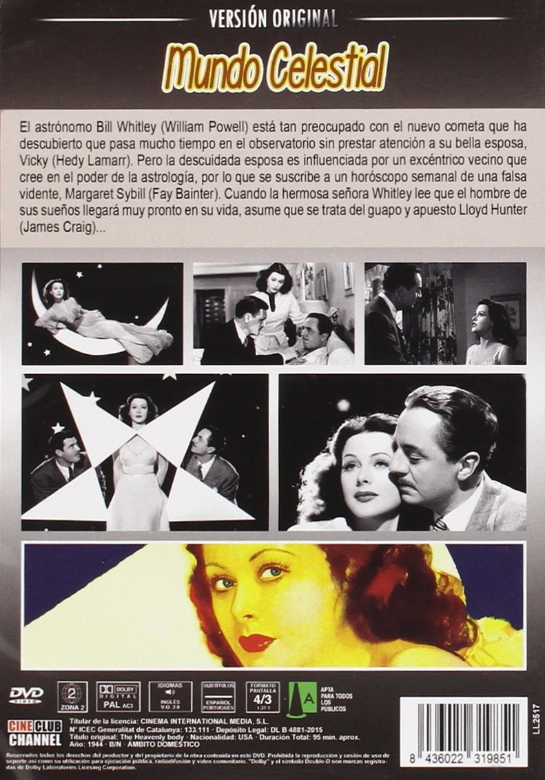 Contraportada de DVD con texto, fotogramas en blanco y negro, título y código de barras.