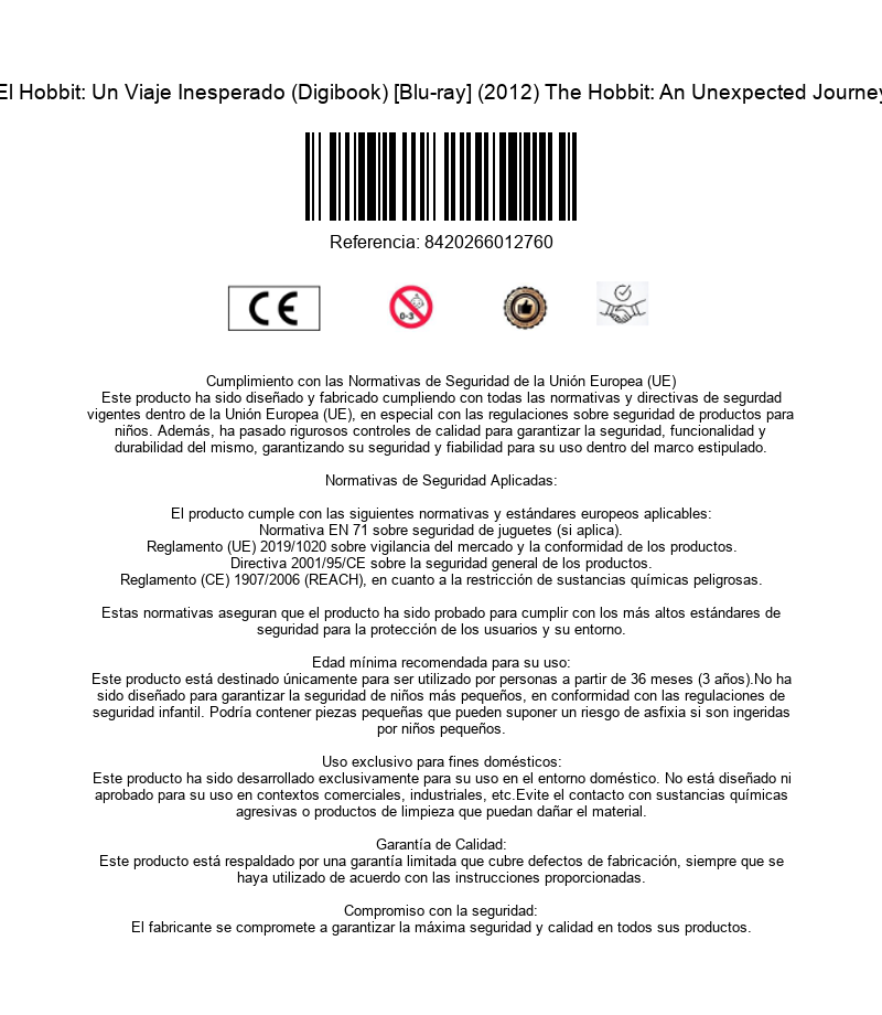 Código de barras, número de referencia y texto de seguridad.