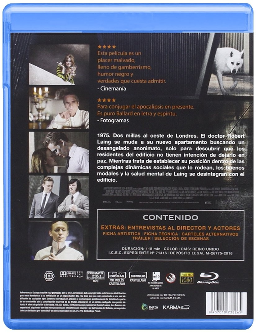 Contraportada de una caja azul de Blu-ray con fotogramas, sinopsis en español, críticas y código de barras.