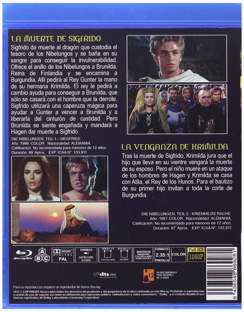 Contraportada de un estuche de Blu-ray con fotogramas, sinopsis en español y detalles técnicos.