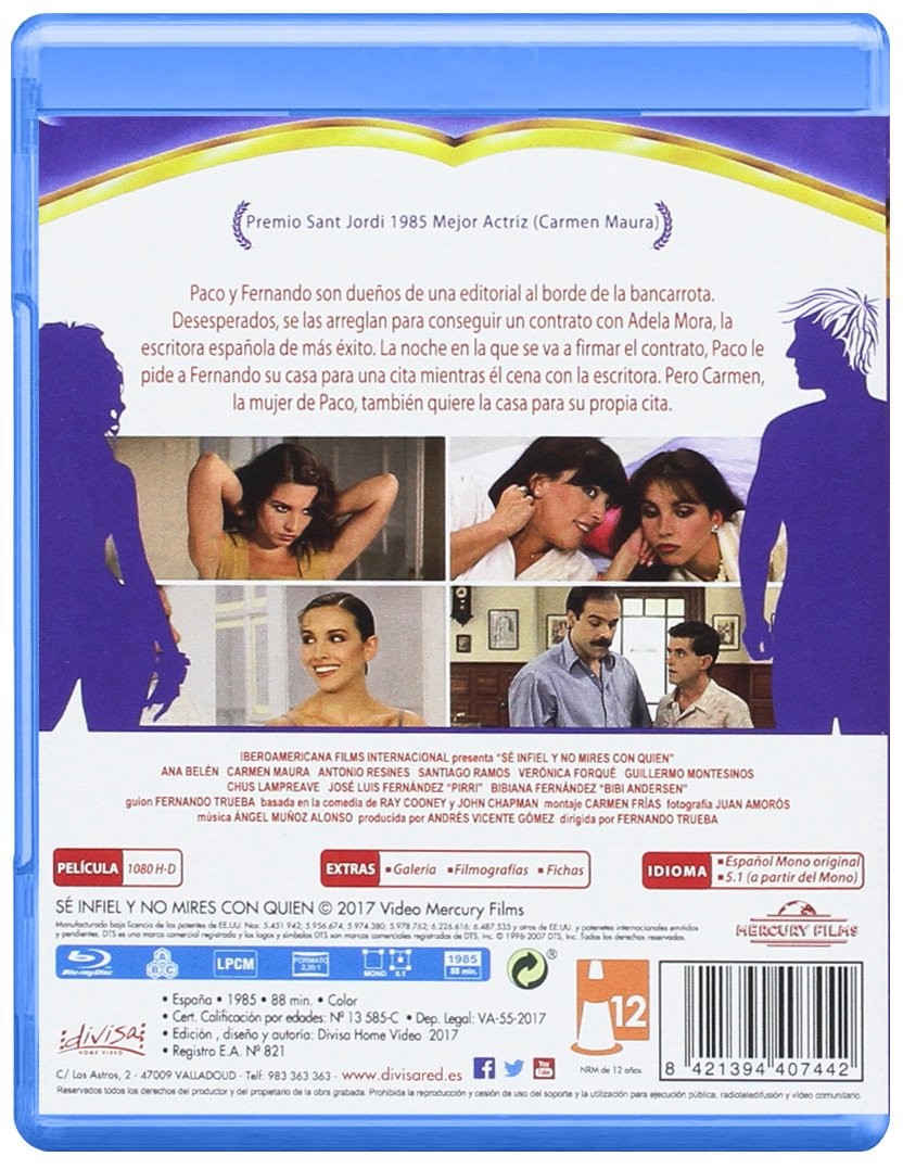Contraportada de un estuche de Blu-ray con sinopsis, texto y cuatro escenas.