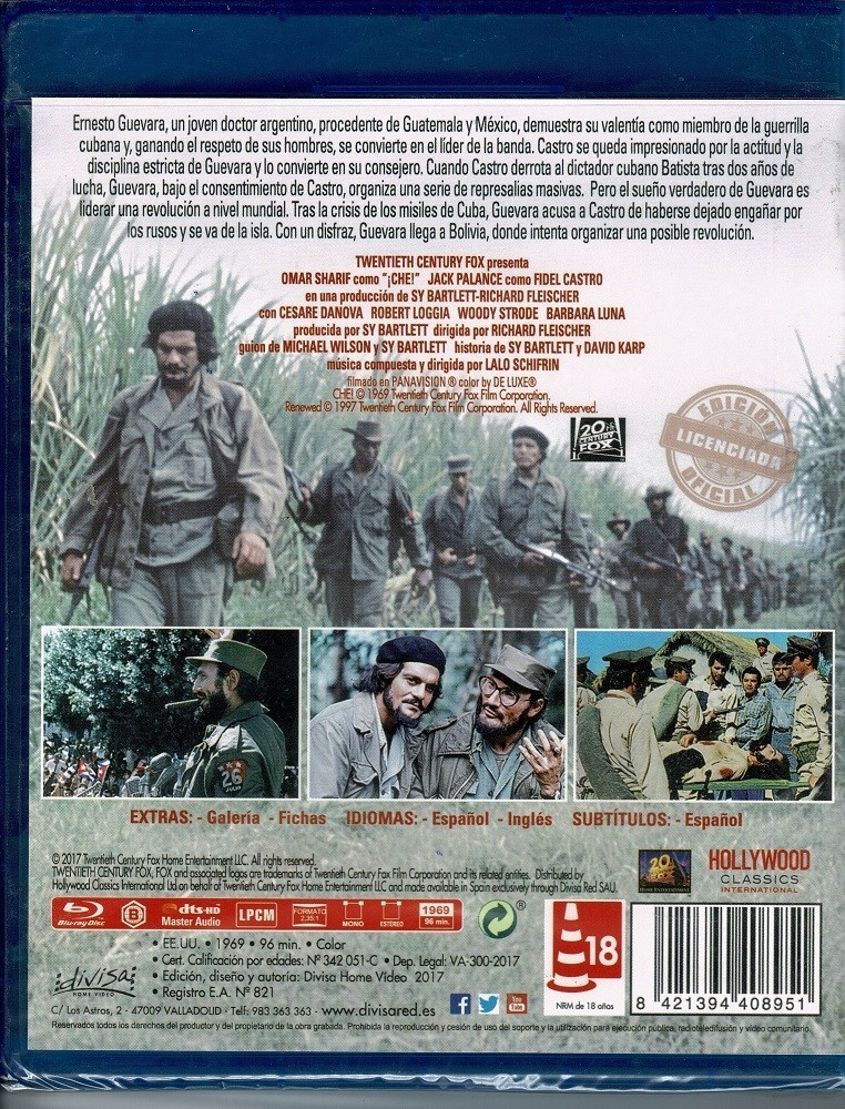 Contraportada de un estuche de Blu-ray con información de la película y fotos de guerrilleros.
