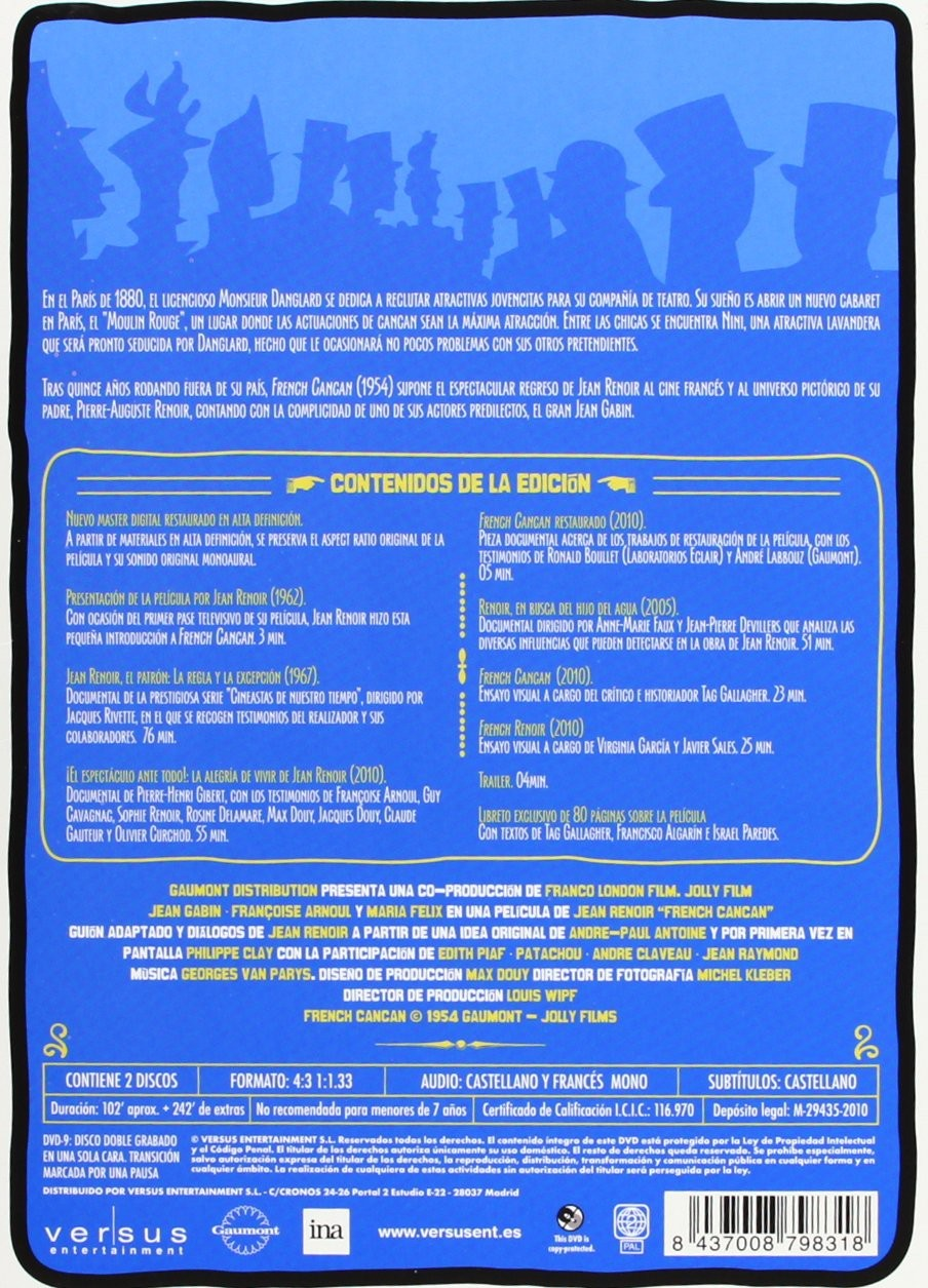 La contraportada azul del DVD muestra texto y detalles.