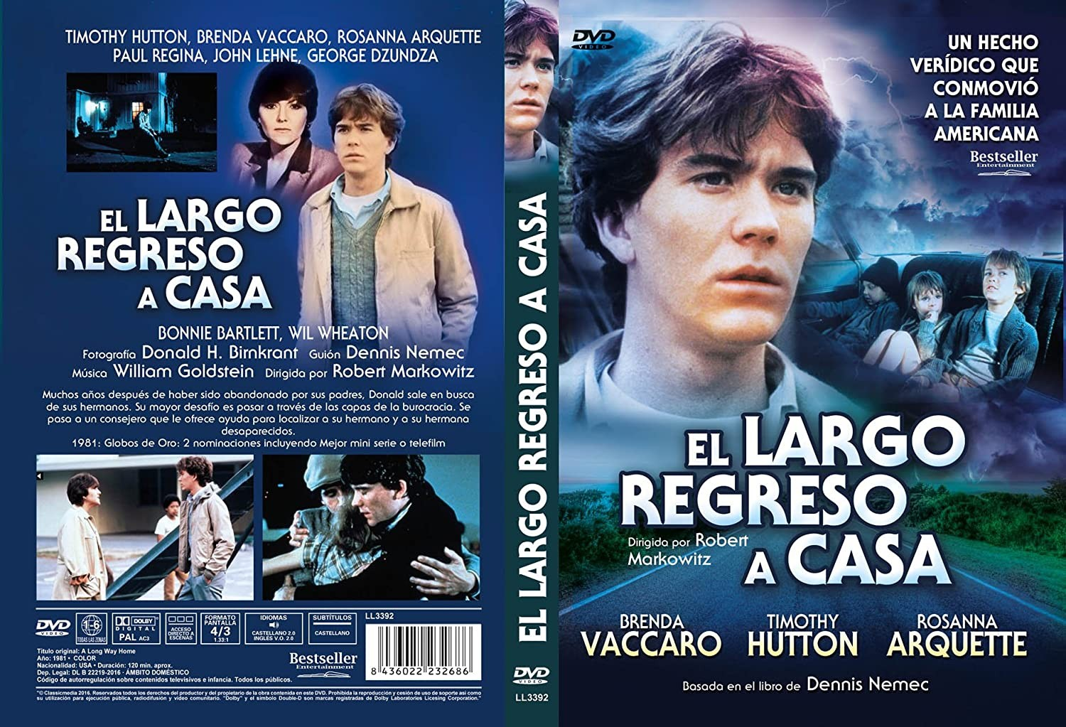 Caratula de DVD de 'El Largo Regreso a Casa' con retratos de personajes y nombres de actores.