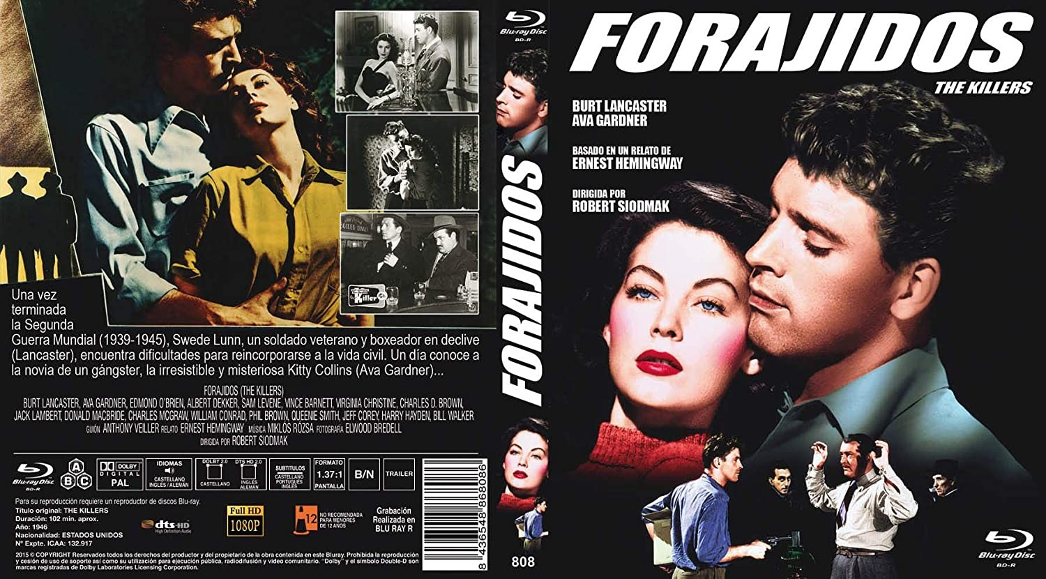 Carátula de Blu-ray de la película "Forajidos" con primeros planos de Burt Lancaster y Ava Gardner e imágenes.