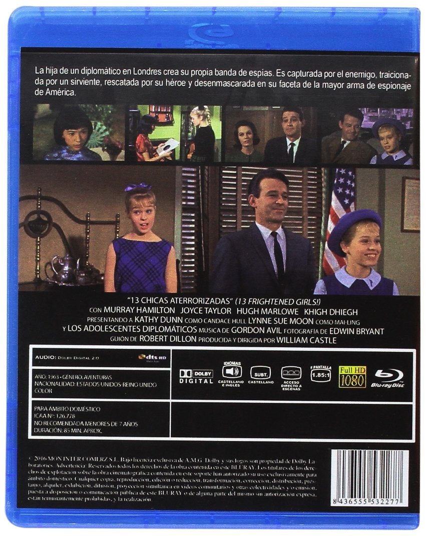 Contraportada del Blu-ray 13 Frightened Girls con fotogramas, sinopsis y detalles técnicos.