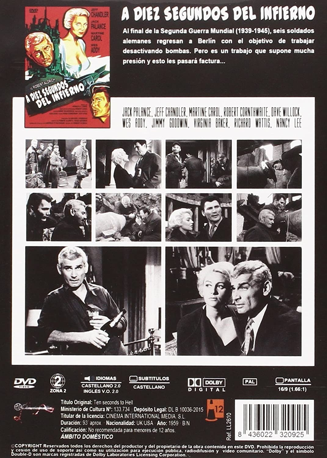 Contraportada del DVD Diez segundos del infierno con escenas y texto.