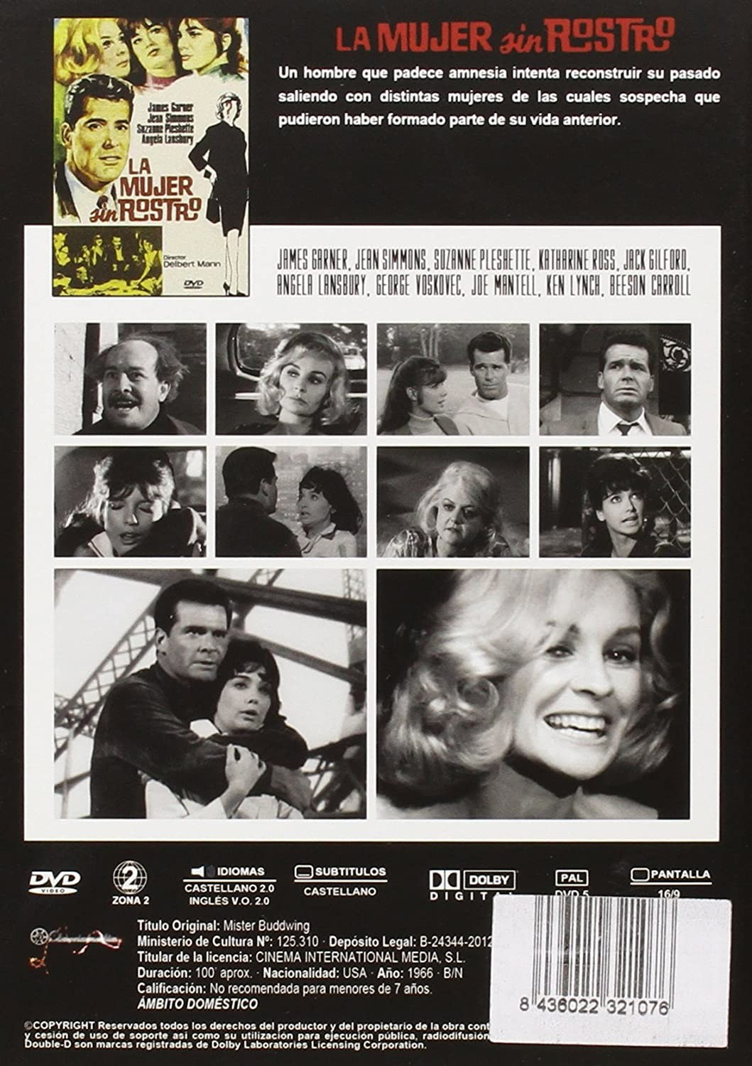 Contraportada de DVD con título, fotos de escenas, reparto y detalles del producto.