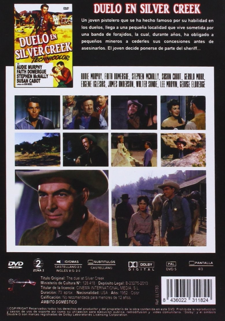 Contraportada de un DVD de western con fotogramas, sinopsis y detalles técnicos.
