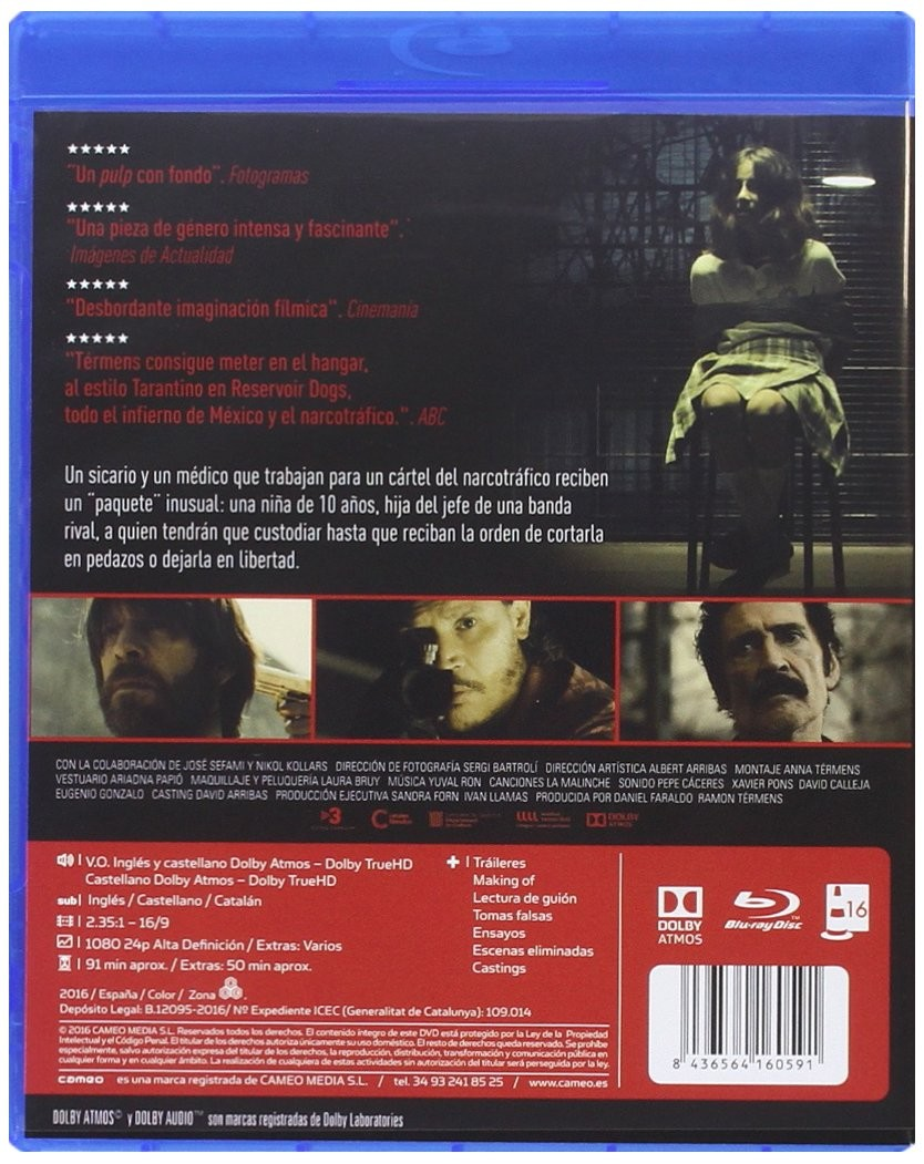 Contraportada de Blu-ray con información de la película, citas y detalles técnicos.