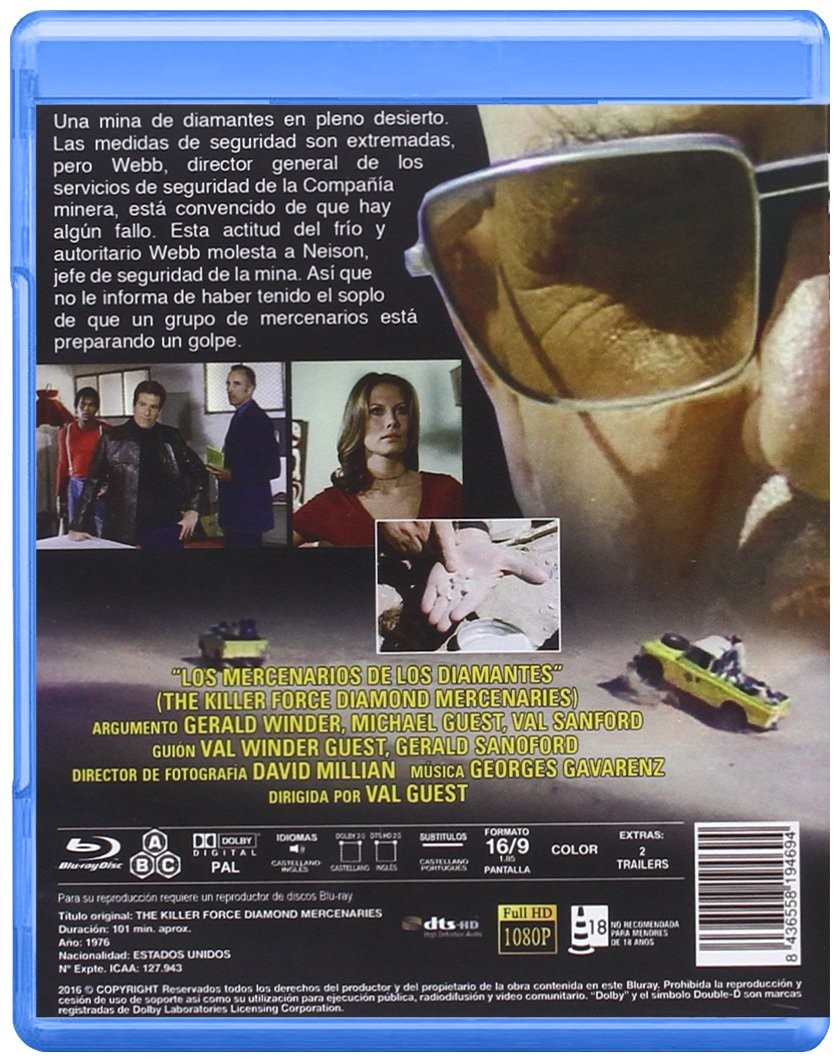 Contraportada de Blu-ray con detalles de la película, fotogramas y texto amarillo.