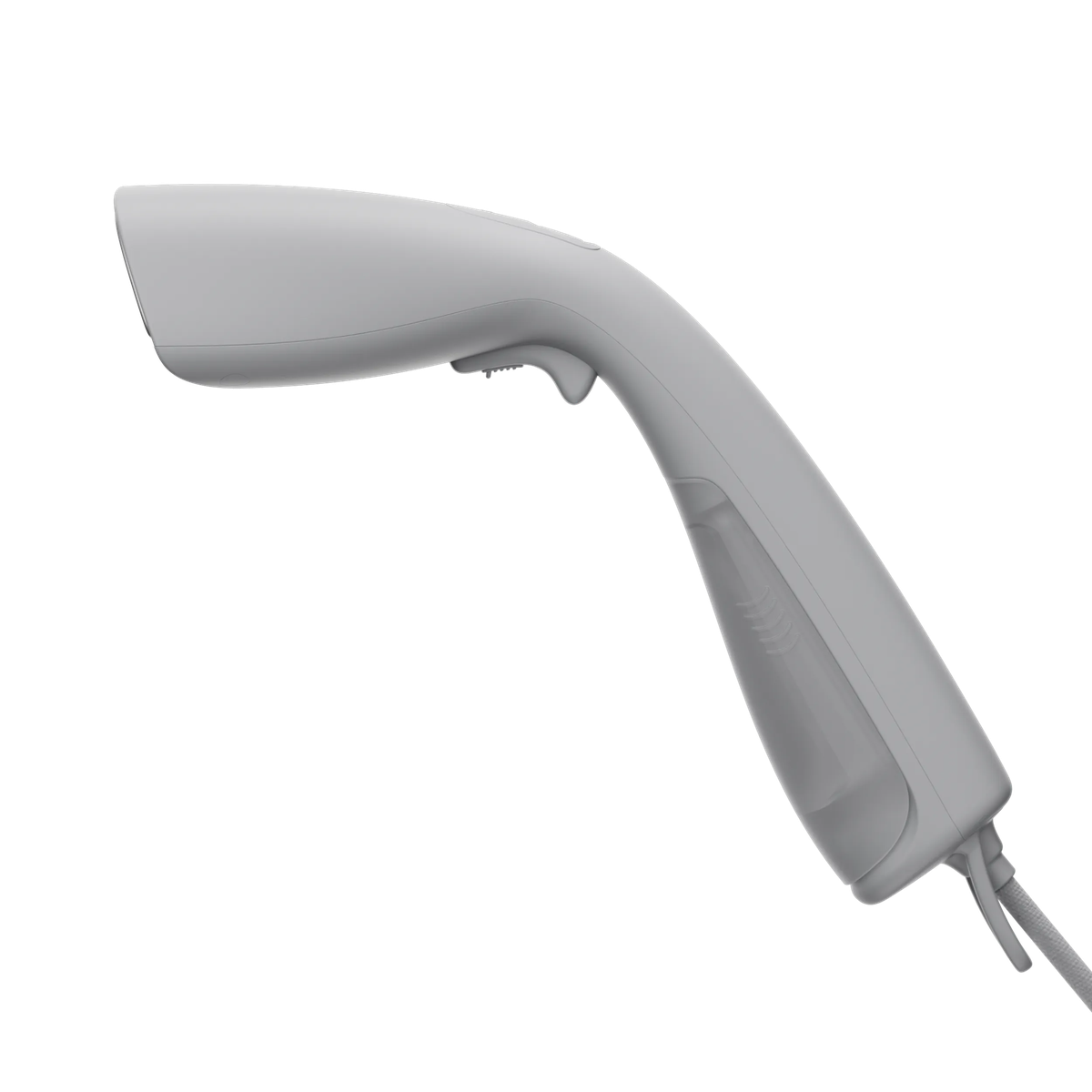 Uno scanner per codici a barre portatile bianco su sfondo nero.