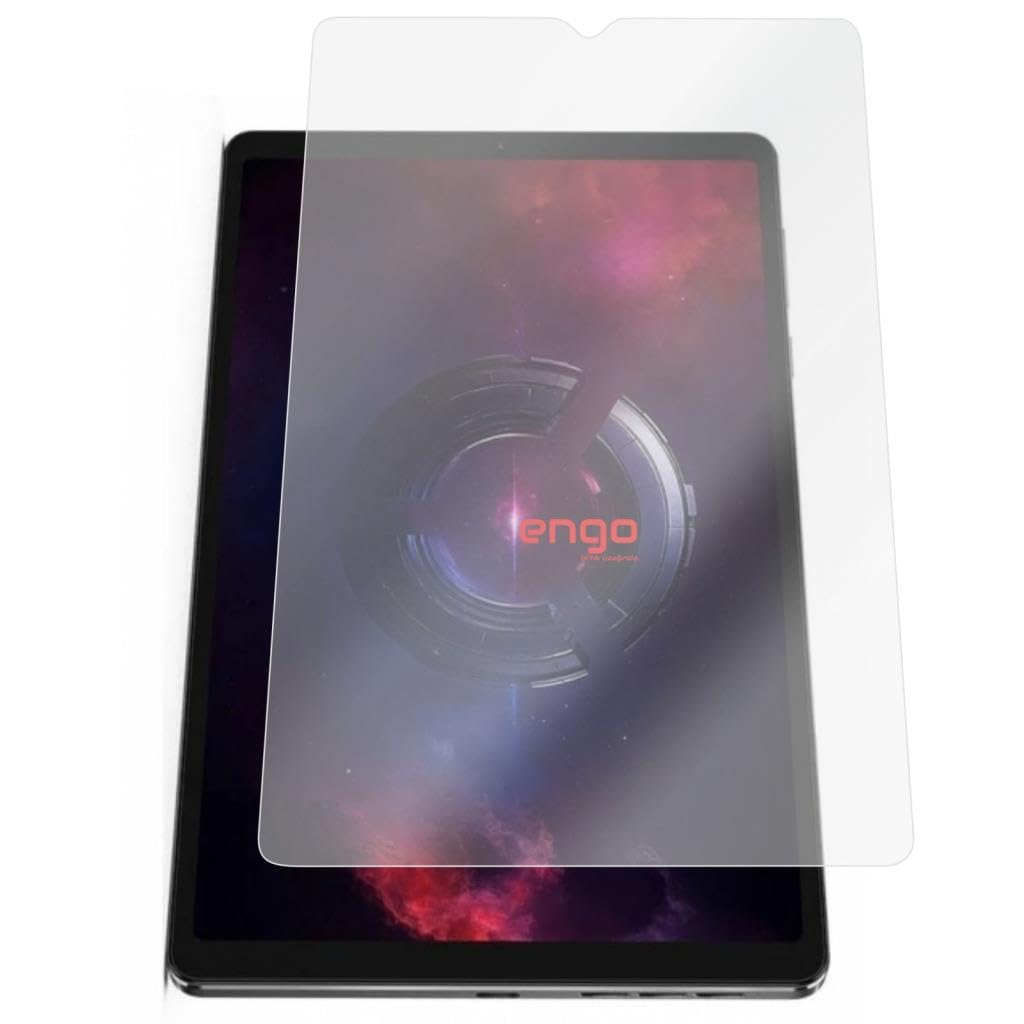 Renkli ekranlı bir tablet ve üzerinde şeffaf bir ekran koruyucu.