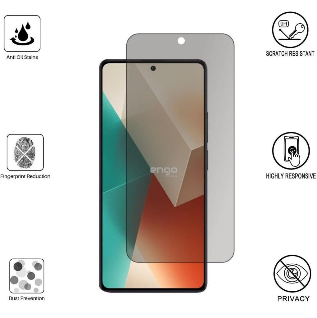 Gizlilik ekran koruyuculu akıllı telefon ve özellik simgeleri.