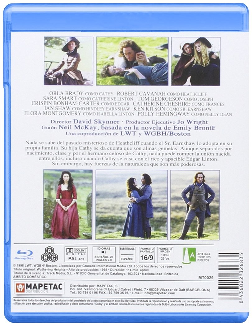 Parte trasera de una caja de Blu-ray con fotos de escenas, texto e información.