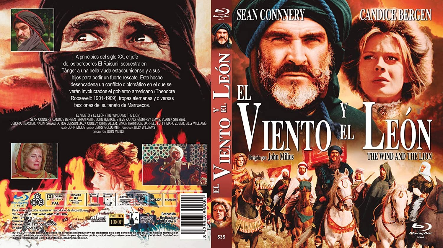 Carátula del DVD de 'El viento y el león' con Sean Connery y Candice Bergen.