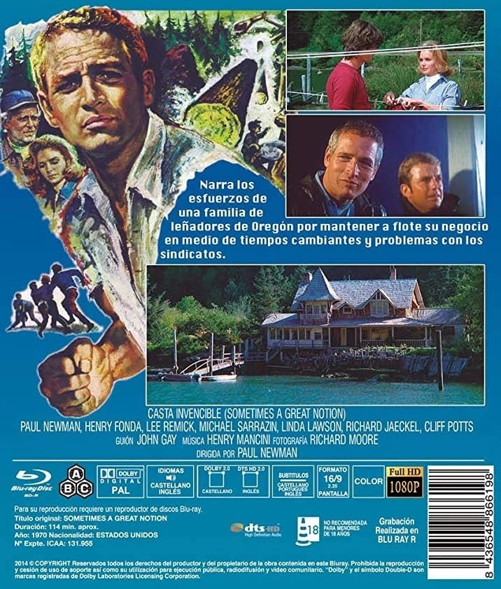 Carátula de Blu-ray de 'Casta invencible' con Paul Newman e imágenes de la película.
