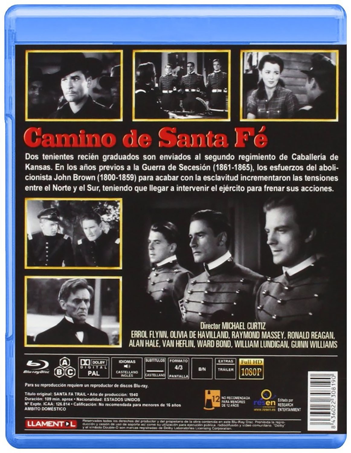 Contraportada del Blu-ray Camino de Santa Fe con fotogramas, reparto y sinopsis en español.